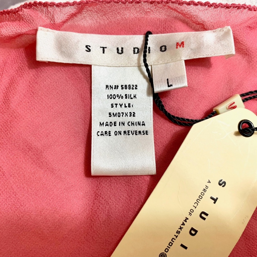 NWT STUDIO M Silk 3/4 Sleeve Blouse & Cami - Picture 4 of 4